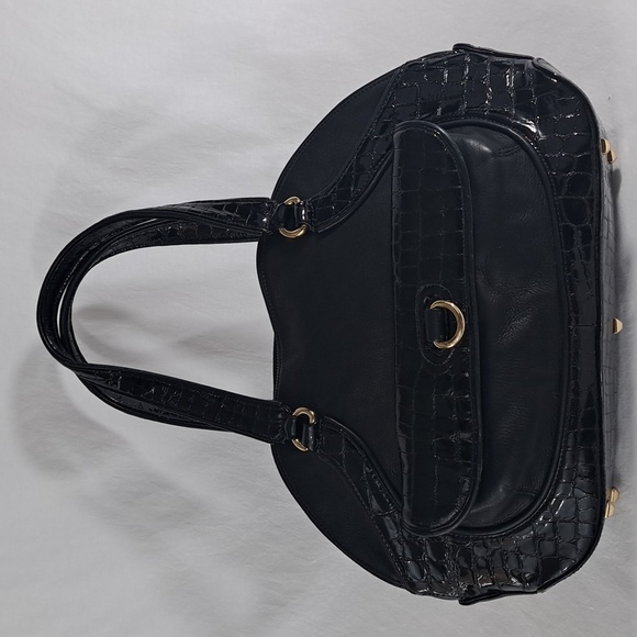 ZINA EVA Black textured vegan leather tasseled zipper closure - Picture 10 of 13